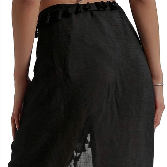 Sarong Cover Ups Short Skirt- Short Black - Picture 5 of 7